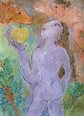 Yevmenenko Valentina; A Paradise Apple, 2010, Original Painting Oil, 41 x 32 cm. Artwork description: 241    Paper, oil, 32o41. 2010   ...