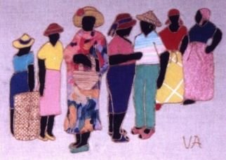 Valerie X Armstrong; Bus Stop, 2000, Original Reproduction, 20 x 16 inches. Artwork description: 241  A colorful depiction of daily life in the Bahamas ...