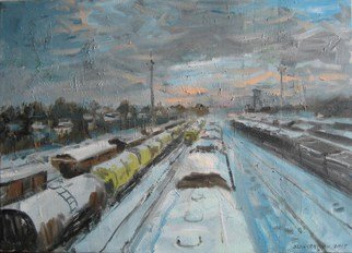 Vasyl Dzhabraylov, Winter at village, 2015, Original Painting Oil, size_width{vagon_parks_1-1424256837.jpg} X 50 cm