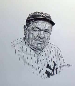 Evie O. Bridges; Babe Ruth, 2013, Original Drawing Pen, 14 x 17 inches. Artwork description: 241  Ink Portrait                          ...