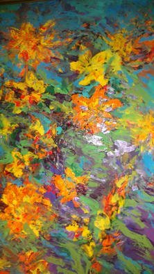 Valerie Leri, 'Autumn Flowers', 2016, original Painting Acrylic, 21 x 27  x 1 inches. Artwork description: 1911 Original painting with gold wood plein air frame...