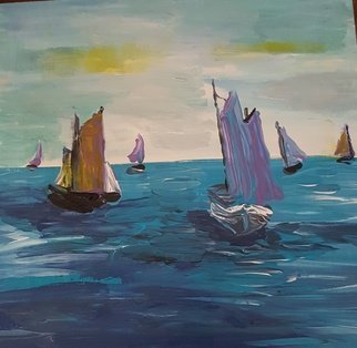 Valerie Leri; Sailboats In Harbor, 2017, Original Painting Acrylic, 12 x 10 inches. Artwork description: 241 Original painting with distressed wood frame. ...