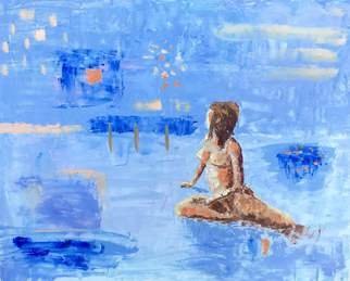 Victoria Lutova; Daydream, 2016, Original Painting Oil, 30 x 24 inches. Artwork description: 241  Original Oil on Canvas painting.Nude Girl Daydreaming next to the Ocean. Great decoration for the livingdining room.  ...