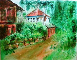 Vinay Baindur; Village House, 2007, Original Painting Acrylic, 20 x 16 inches. Artwork description: 241  Indian Village Impression with Acrylic on Canvas. ...