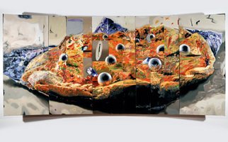 Viorel  Popescu; Pizza Pearls And Diamonds , 2009, Original Painting Oil, 75 x 36 inches. 