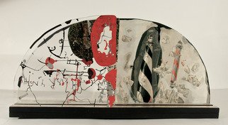 Viorel  Popescu; PoetBack, 2011, Original Mixed Media, 30 x 14 inches. Artwork description: 241 oil and casein on wood panels  enamel paint on acrylic panels. ...