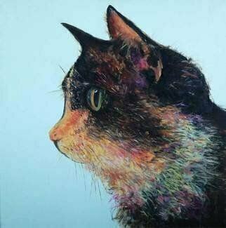 John Tooma, 'Cat 1', 2015, original Painting Oil, 76.2 x 76.2  mm. Artwork description: 1758  This is my first panel of the Cat series, I am building a collection of Cats and Dogs to show one day. ...