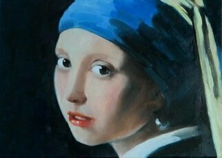 John Tooma; Girl With The Pearl Earring, 2016, Original Painting Oil, 60.8 x 35.3 mm. Artwork description: 241 Dutch masters study of the  Girl with the pearl earring . ...