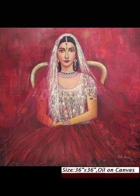 Priti Parikh; BRIDE, 2006, Original Painting Oil, 36 x 36 inches. Artwork description: 241 In This work I have shown modern indian bride before her wedding. I have given knife treatment in the painting. ...