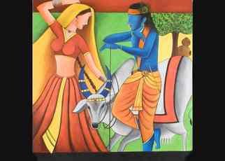 Priti Parikh; RADHA KRISNA, 2006, Original Painting Acrylic, 42 x 42 inches. Artwork description: 241 The Painting is about indian divinities which are symbols of love. theme is that love is blind. ...