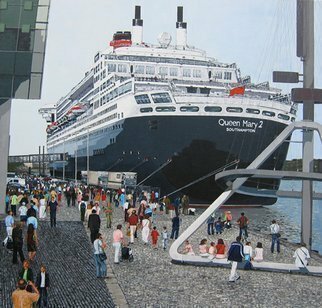 Volova Volova; Queen Mary2, 2007, Original Painting Acrylic, 135 x 130 cm. Artwork description: 241   maiden call in Rotterdam in 2004 schip cruise piepel port   ...