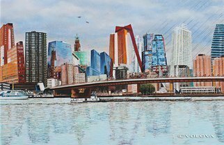 Volova Volova; Rotterdam, 2013, Original Painting Acrylic, 120 x 80 cm. Artwork description: 241  city Rotterdam Holland cruise bridge architecture...