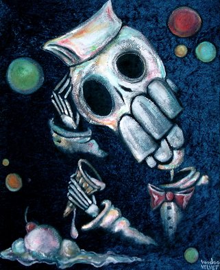Voodoo Velvet; Whats Important , 2011, Original Painting Acrylic, 18 x 22 inches. Artwork description: 241  Acrylic painted on blue velvet, velvet painting. Come see the bizarre, the beautiful, the surreal!One of a kind original velvet paintings, created for your enjoyment.  For more information visit: www. voodoovelvet. com ...