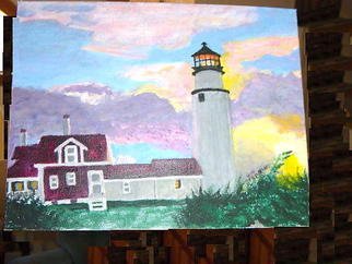 Vincent Sferrino; Skylit Lighthouse, 2003, Original Painting Acrylic, 14 x 11 inches. Artwork description: 241  Lighthouse framed by a magic sky ...