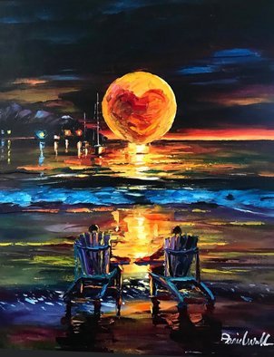 Daniel Wall; Romantic Beach Nigh, 2020, Original Painting Oil, 24 x 30 inches. Artwork description: 241 caribbean, caribbean islands, Cruises, Romantic Beach...