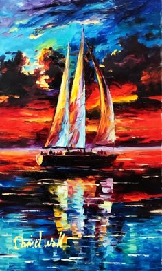 Daniel Wall; Splendid Sailing, 2019, Original Painting Oil, 32 x 20 inches. Artwork description: 241 Ocean sunset...