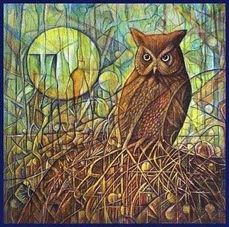 Walter Crew; Gh Owl, 2011, Original Collage, 24 x 24 inches. Artwork description: 241              acrylic             ...