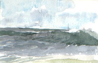 Walter King; Fenwick Wave, 2003, Original Watercolor, 5 x 3 inches. Artwork description: 241  Painted sitting on Fenwick Beach Delaware on thanksgiving break with my son Daniel who was on leave from the Air Force. We ate crabs later that day. ...