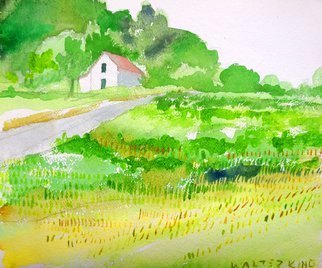 Walter King; House On The Hill, 2003, Original Watercolor, 11 x 10 inches. Artwork description: 241  One of the last of my Ohio landscapes. I am leaving for Oklahoma by the new year. ...