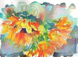 Yevgenia Watts; Bowing Suns, 2012, Original Watercolor, 7 x 9 inches. Artwork description: 241    Watercolor and ink on paper       ...