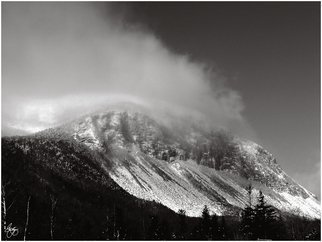 Wayne King; Cannon Cliffs In The Clouds, 2008, Original Photography Black and White, 22.5 x 30 inches. Artwork description: 241  Cannon Mountain and the world famous Cannon cliffs one of the most challenging climbs in the northeastern US. Rock climbers from all over the world come to Cannon to climb this face: cannon, canon, cliff, cliffs, Mountain, franconia range, white mountains, NH. New Hampshire, appalachian mountains, north ...