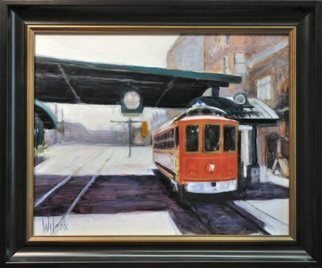 Wayne Wilcox; Main Street Trolley, 2010, Original Painting Oil, 20 x 16 inches. Artwork description: 241    Memphis Trolley   ...