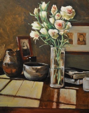 Wayne Wilcox; Still Life With Roses, 2009, Original Painting Oil, 24 x 30 inches. 
