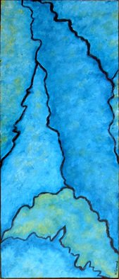 William Ground; The Turquoise Path, 2006, Original Painting Oil, 9.3 x 21.8 inches. Artwork description: 241  An abstract piece inspired by turquoise gemstone. Oil on plywood in a natural finish frame. ...
