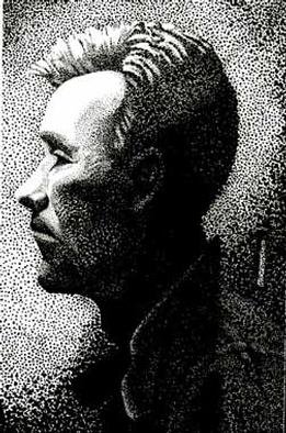 William Ground; Mans Profile In Light, 2001, Original Drawing Pen, 5 x 7 inches. Artwork description: 241 Ink on Bainbridge board # 172. price includes matting and black aluminum frame size 8 in x 10 in....