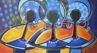 Wilber Mazemu; 3 Friendly Sisters , 2014, Original Painting Other, 60.3 x 25 inches. Artwork description: 241       my is art work is cultural        ...