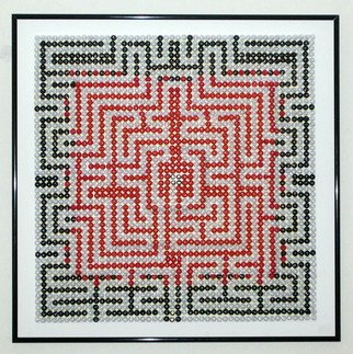 Will Hanlon; Mazing, 2013, Original Mosaic, 22 x 22 inches. Artwork description: 241   3,000 Push Pins on Foam Board  ...