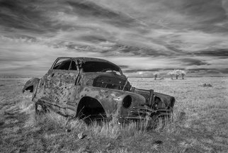 George Wilson; Out To Pasture, 2016, Original Photography Black and White, 30 x 20 inches. Artwork description: 241   Infrared Black and White Landscape at Conata Ghost Town, SD - printed on a 116 aluminum sheet and mounted with a metal easel or float mount so they are ready to display as soon as they arrive   ...