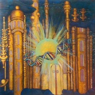 Dana Wodak; DNA SECRET, 2016, Original Painting Oil, 80 x 80 cm. Artwork description: 241  spiritual cosmic univers art realistic oilpaintings in thin layers of colourfineart DanaWodak dnaD. N. A UFOART ...