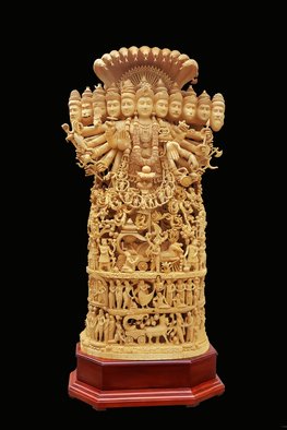 Visak Govind; Viswaroopam, 2016, Original Woodworking, 260 x 230 inches. Artwork description: 241 This astonishing magical statue is 230cms 96 inchesin height, 140cms 55inchwide and has a diameter of 260cms. This statue is incarnated with one hundred and forty eight figures on it. The statue showcases the story of mahabharatha, mainly theVISHWAROOPAM . The statue is made from a single peice ...