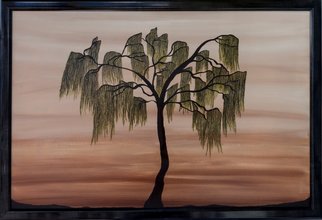 Xenia Headley; Weeping Willow, 2015, Original Painting Acrylic, 38 x 26 inches. Artwork description: 241  Weeping willow is painting in acrylics on a 24x36 canvas and customer framed by Michaels with a shiny black frame. Total measurement with frame is 26x38. This painting has very warm earthy tones to represent nature. ...