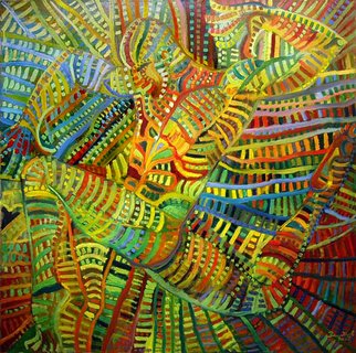 Vladimir Zagitov; Green Dance, 2007, Original Painting Oil, 150 x 150 cm. Artwork description: 241  The man dancing and the world dancing around...