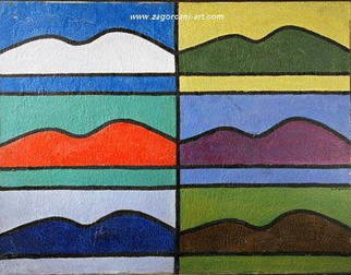 Gentian Zagorcani; Six Mountains , 1995, Original Painting Oil, 100 x 72 cm. Artwork description: 241 Same mountain in different situations....