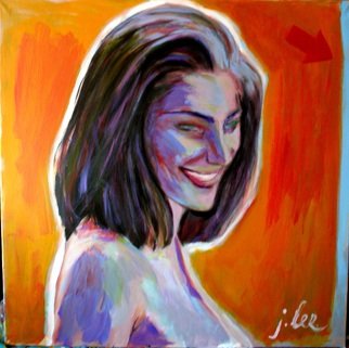 Juris Libeks; Orange, 2016, Original Painting Acrylic, 95 x 95 cm. Artwork description: 241  orange, girl, face ...