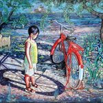 Boy with e red bicycle By Alaattin Bender