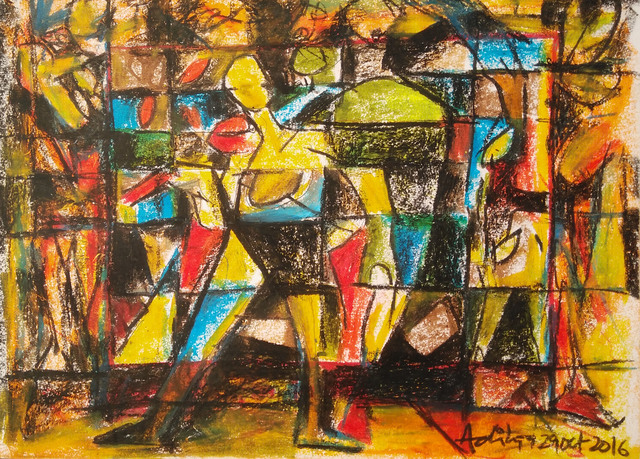 Aditya Dev  'Life In Different Blocks', created in 2016, Original Pastel Oil.