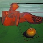 contemplating an applel By Karen Aghamyan