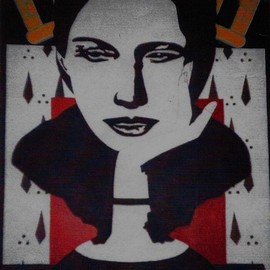 Joseph Burgos: 'julia de burgos', 2020 Acrylic Painting, Portrait. Artist Description: Color poster of my famous aunt poet Julia de Burgos from Carolina, Puerto Rico.  It has the coat of arms of her native town Carolina, PRand name with date of birth1914and death1953.  ...