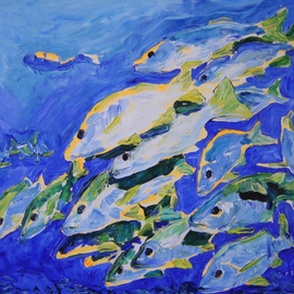 Blue school of fish  By Agnieszka Praxmayer