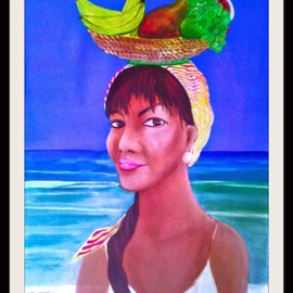 Alberto Texier: 'vendedora de frutas', 2017 Acrylic Painting, Portrait. Artist Description: vendedora de frutas...
