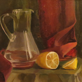 Alexander Filippovich: 'still life with a lemon', 2016 Oil Painting, Still Life. Artist Description: Still life, objects, lemon jug...