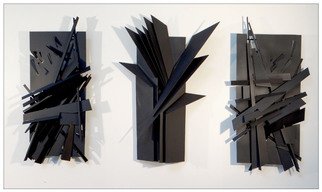 Alexey Klimov: 'TRIPTYCH', 2015 Steel Sculpture, Abstract.        This welded steel triple- piece wall sculpture is obviously a triptych: it has a commanding center panel, which strongly unites the whole group creating, what I call, asymmetrical symmetry. In fact, all components here are totally different and just the overall composition is symmetrical. This triptych blends harmoniously into both...