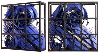 Alexey Klimov: 'past continuous in blue', 2009 Steel Sculpture, Abstract. This collection of 4 wall sculptures reflects my fascination with the timeless nature of most visually captivating architectural detail of the ancient past graduating into contemporary Post- Modern. This is where the name 