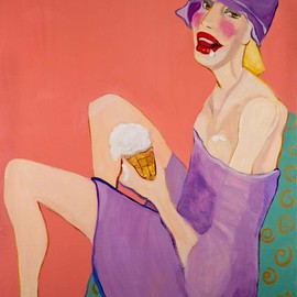 Alice Murdoch: 'Just the Two of Us', 2011 Oil Painting, Figurative. Artist Description:    Woman with icecream cone                         ...
