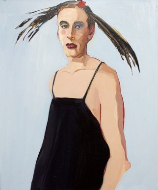 Alice Murdoch: 'david', 2020 Oil Painting, Figurative.  it s a feather hat  Alice said correcting someone who thought it was hair on David s head. ...