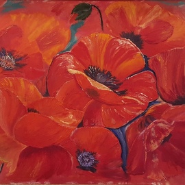 Alla Alevtina Volkova: 'Red Poppies Fine Art', 2015 Oil Painting, Floral. Artist Description: Red Poppies Oil Painting Original Art Oil Canvas Large Flower Painting for sale Absolute Art Buy Original Large Artwork art online Fine art.  A painting of red poppies with water droplets, painted in oil on a natural canvas, stretched on a solid wooden frame.  Ready to hang on ...